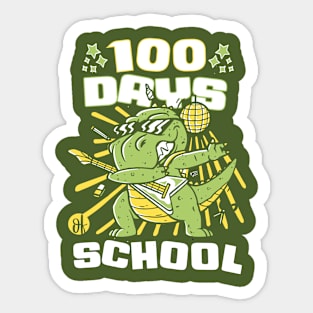 100 Days of school featuring a Rocking T-rex dino #2 Sticker